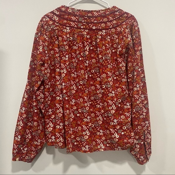 Women's Balloon Long Sleeve Tie-Front Blouse Universal Thread™ Red Size M - Picture 2 of 6